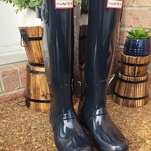 Hunter Glossy Black Rain Boots